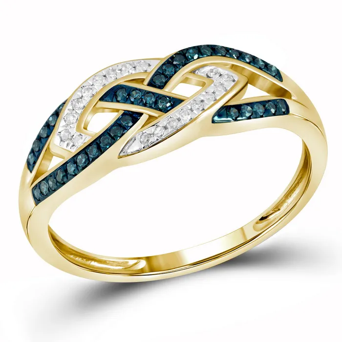 10kt Yellow Gold Womens Round Blue Color Enhanced Diamond Crossover Band Ring 16 Cttw mayamila Rings 10kt Yellow Gold Womens Round Blue Color Enhanced Diamond Crossover Band Ring 16 Cttw mayamila Rings