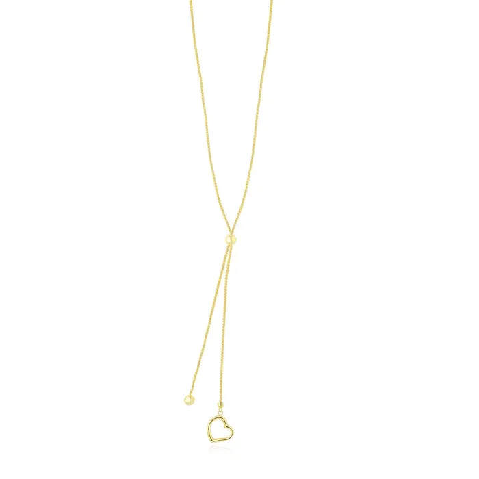 14k Yellow Gold Cutout Heart Adjustable Lariat Style Necklace MayaMila Necklaces 14k Yellow Gold Cutout Heart Adjustable Lariat Style Necklace MayaMila Necklaces