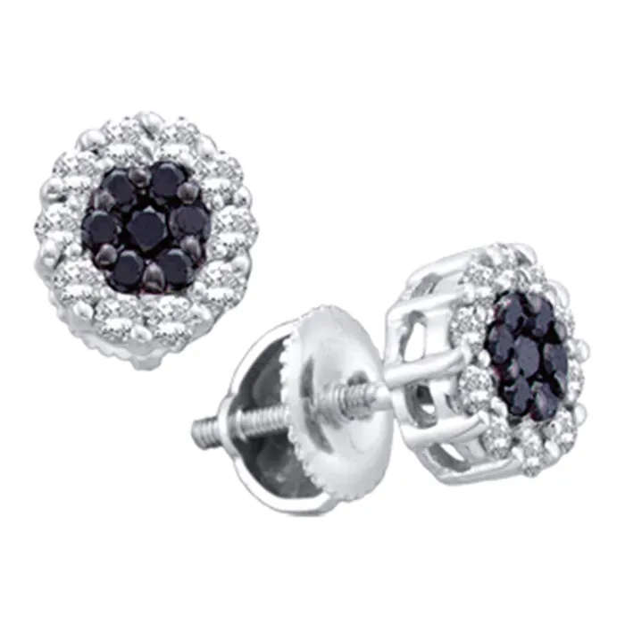 14kt White Gold Womens Round Black Color Enhanced Diamond Flower Cluster Earrings 100 Cttw mayamila Earrings 14kt White Gold Womens Round Black Color Enhanced Diamond Flower Cluster Earrings 100 Cttw mayamila Earrings