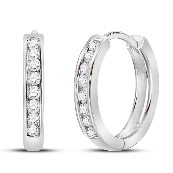 14kt White Gold Womens Round Diamond Hoop Earrings 14 Cttw mayamila Earrings 14kt White Gold Womens Round Diamond Hoop Earrings 14 Cttw mayamila Earrings