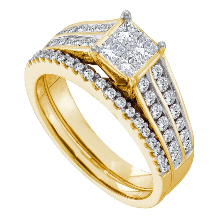 14kt Yellow Gold Womens Princess Diamond Bridal Wedding Engagement Ring Band Set 100 Cttw mayamila Rings 14kt Yellow Gold Womens Princess Diamond Bridal Wedding Engagement Ring Band Set 100 Cttw mayamila Rings
