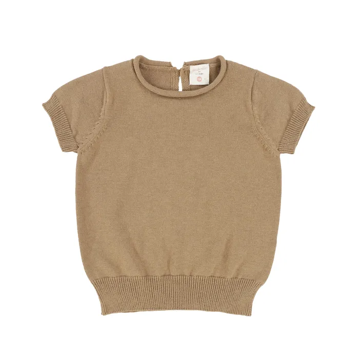 Analogie Knit Sweater Short Sleeve Caramel Analogie Earrings