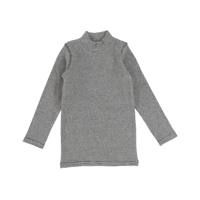 Analogie Rings Analogie Mini Stripe Stitch Mock Neck BlackWhite