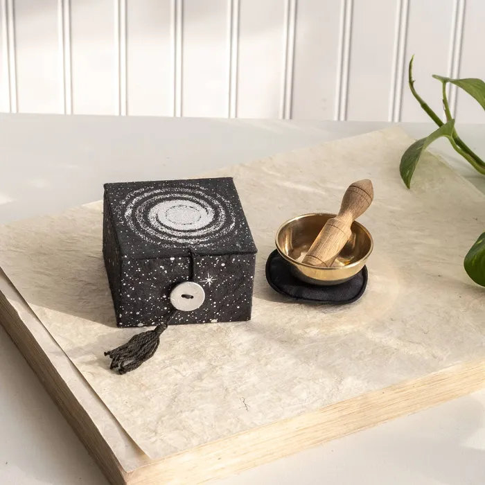Earrings dZi Handmade 2 Galaxy Mini Meditation Bowl Box