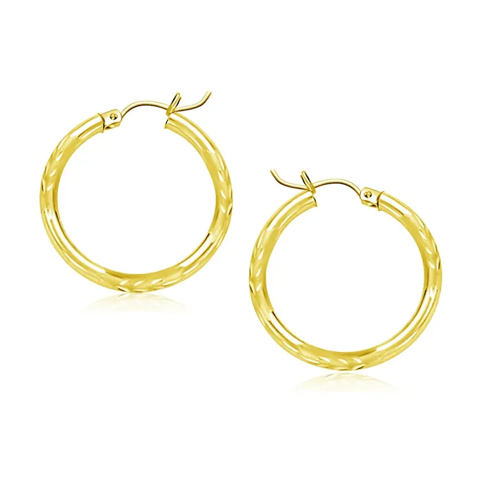 Earrings MayaMila 14k Yellow Gold Diamond Cut Hoop Earrings 20mm