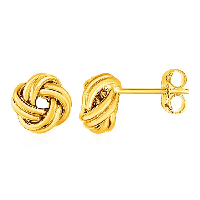 Earrings MayaMila Love Knot Post Earrings in 14k Yellow Gold