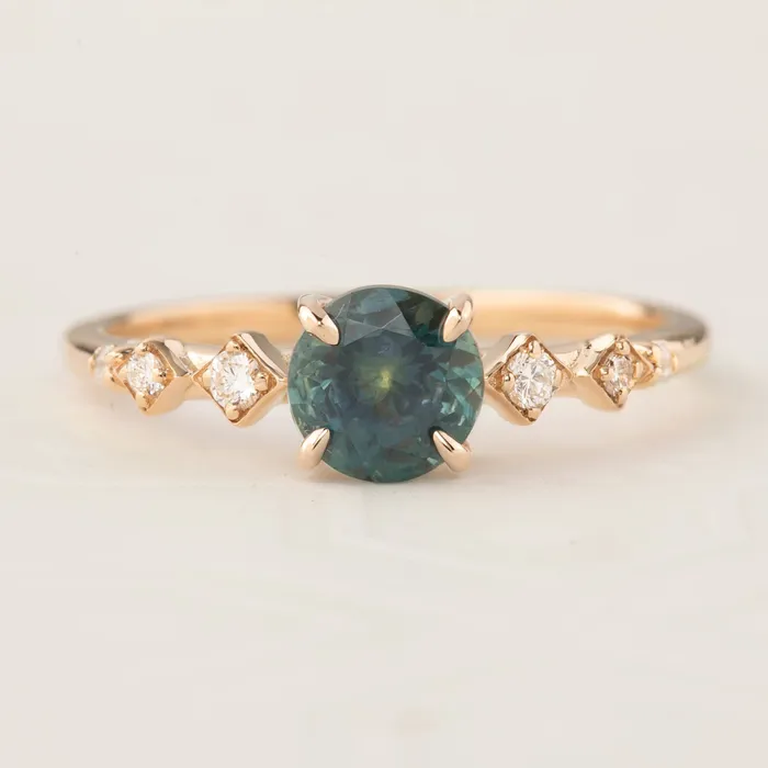 Envero Jewelry Rings Celeste Ring 119ct Teal Blue Montana Sapphire 14k Rose Gold One of a kind Envero Jewelry Rings Celeste Ring 119ct Teal Blue Montana Sapphire 14k Rose Gold One of a kind