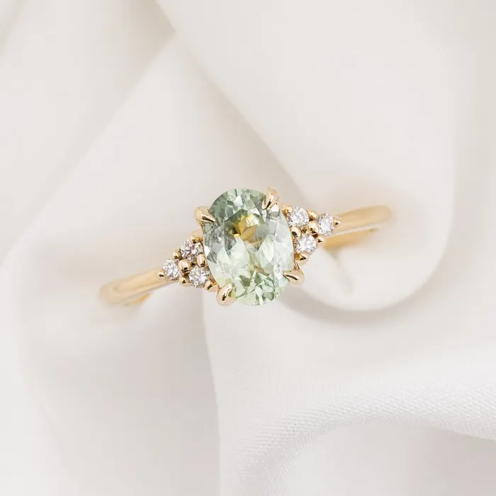 Envero Jewelry Rings Teresa Ring 131ct Light Green Montana Sapphire 14k Yellow Gold One of a kind Envero Jewelry Rings Teresa Ring 131ct Light Green Montana Sapphire 14k Yellow Gold One of a kind