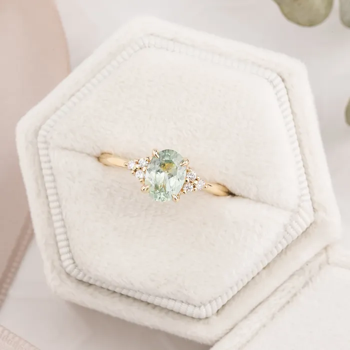 Envero Jewelry Rings Teresa Ring 131ct Light Green Montana Sapphire 14k Yellow Gold One of a kind Envero Jewelry Rings Teresa Ring 131ct Light Green Montana Sapphire 14k Yellow Gold One of a kind