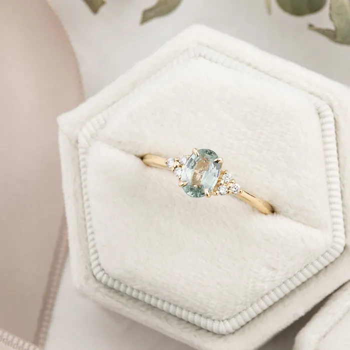 Envero Jewelry Teresa Ring 085ct Blue Green Madagascar Sapphire 14k Yellow Gold One of a kind Rings Envero Jewelry Teresa Ring 085ct Blue Green Madagascar Sapphire 14k Yellow Gold One of a kind Rings