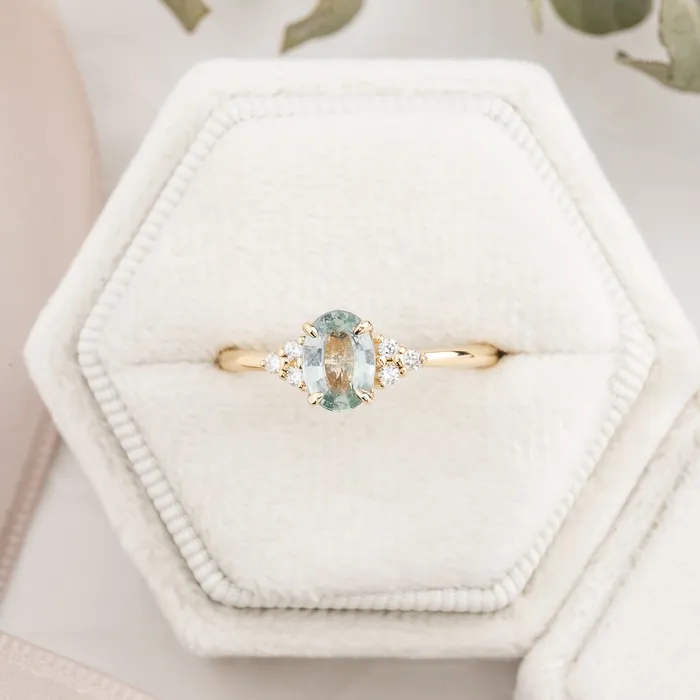 Envero Jewelry Teresa Ring 085ct Blue Green Madagascar Sapphire 14k Yellow Gold One of a kind Rings Envero Jewelry Teresa Ring 085ct Blue Green Madagascar Sapphire 14k Yellow Gold One of a kind Rings