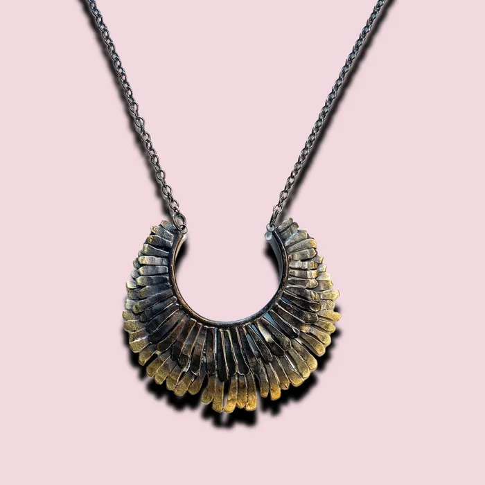 Filomena DeMarco Necklaces Bronze Feather Necklace on Sterling Chain