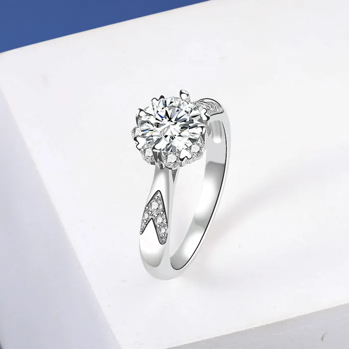 Flowery Solitaire MOISSANITE Women Silver Ring Mystic Flavia Rings
