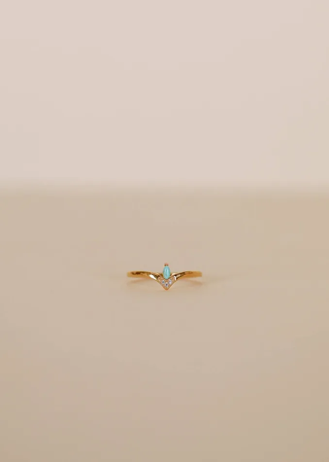 Gold Rings Floating Gemstone Turquoise CZ JaxKelly Earrings