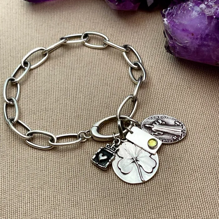 HeidiJHale Designs Necklaces Sterling Silver Lucky Four Leaf Clover Charm