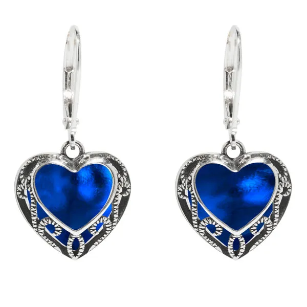 Homespun Hearts Sterling Silver Lever Back Earrings Bottled Up Designs Earrings
