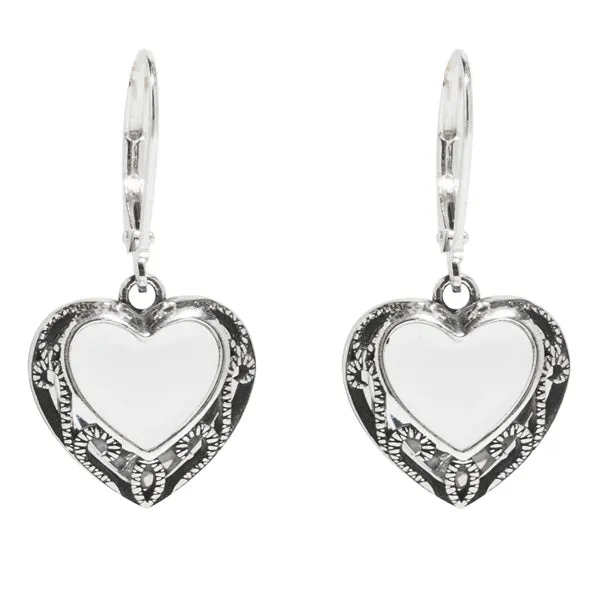 Homespun Hearts Sterling Silver Lever Back Earrings Bottled Up Designs Earrings