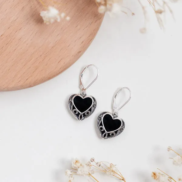 Homespun Hearts Sterling Silver Lever Back Earrings Bottled Up Designs Earrings