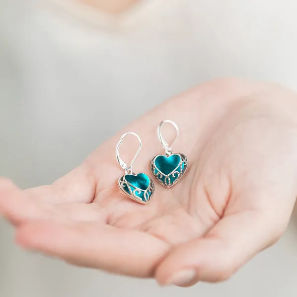 Homespun Hearts Sterling Silver Lever Back Earrings Bottled Up Designs Earrings