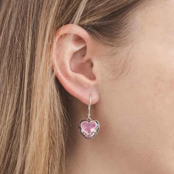 Homespun Hearts Sterling Silver Lever Back Earrings Bottled Up Designs Earrings