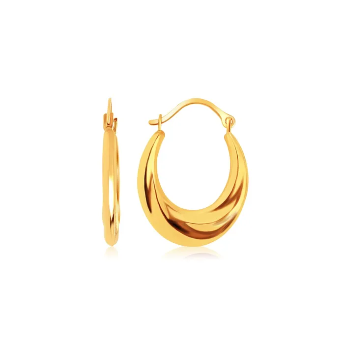 MayaMila Earrings 14k Yellow Gold Graduated Oval Hoop Earrings
