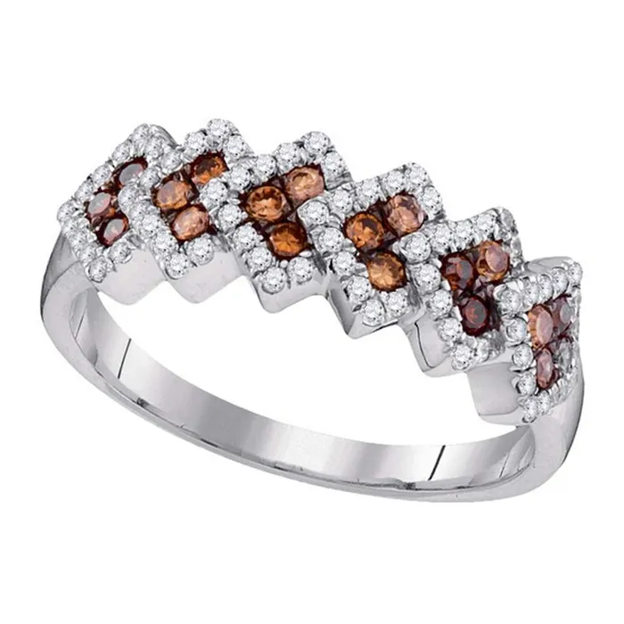 mayamila Rings 10kt White Gold Womens Round Brown Color Enhanced Diamond Band Ring 12 Cttw mayamila Rings 10kt White Gold Womens Round Brown Color Enhanced Diamond Band Ring 12 Cttw