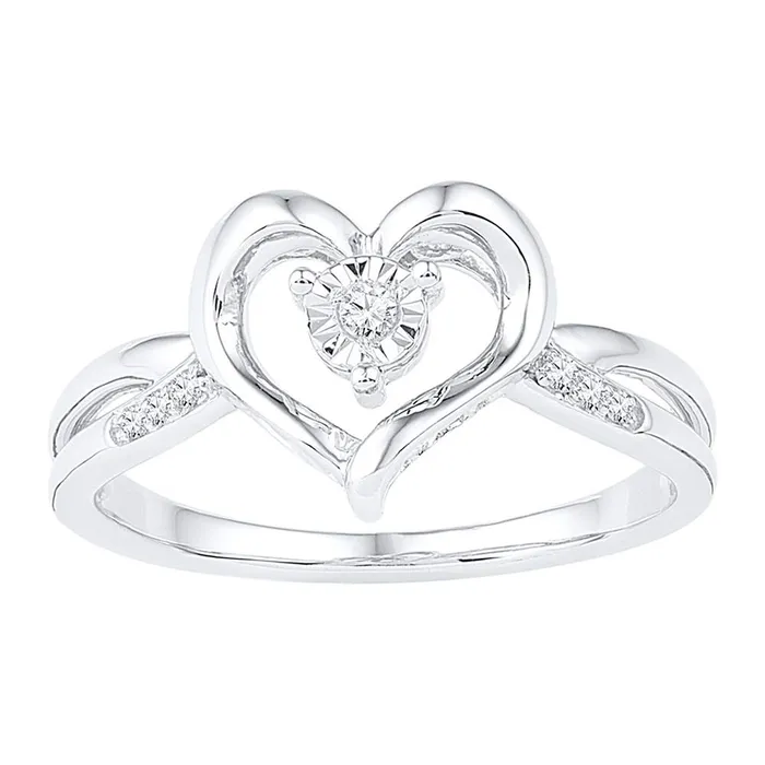 mayamila Rings 10kt White Gold Womens Round Diamond Solitaire Heart Ring 120 Cttw mayamila Rings 10kt White Gold Womens Round Diamond Solitaire Heart Ring 120 Cttw