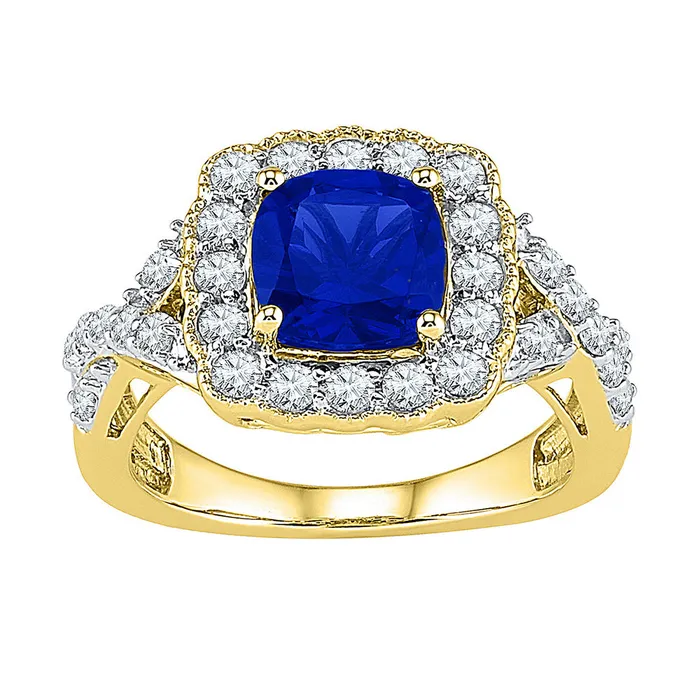 mayamila Rings 10kt Yellow Gold Womens Princess LabCreated Blue Sapphire Solitaire Ring 334 Cttw mayamila Rings 10kt Yellow Gold Womens Princess LabCreated Blue Sapphire Solitaire Ring 334 Cttw
