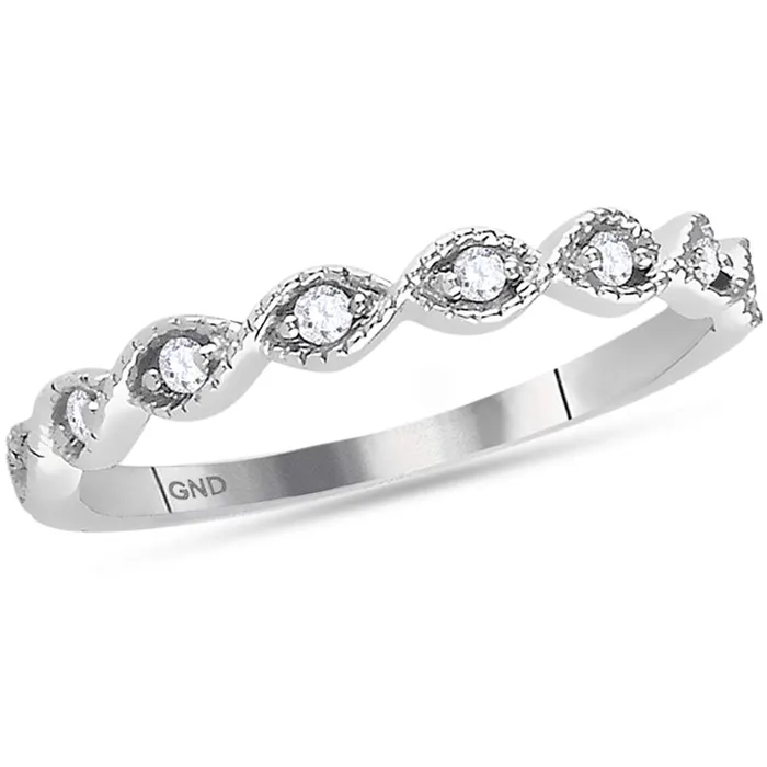 mayamila Rings 14kt White Gold Womens Round Diamond Stackable Band Ring 110 Cttw mayamila Rings 14kt White Gold Womens Round Diamond Stackable Band Ring 110 Cttw