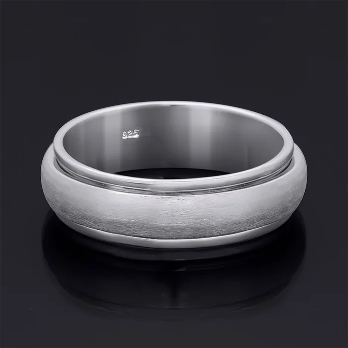 mayamila Rings Mens Rotating Wedding Band Ring Authentic Sterling Silver Comfort Fit