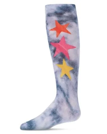 Memoi Earrings Memoi Tie Dye Star Knee Socks Navy