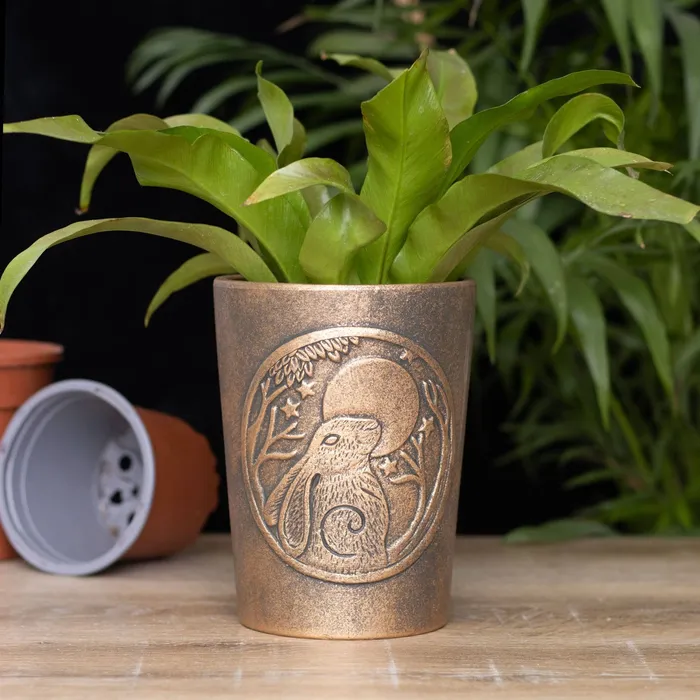 Moon Gazing Hare Bronze Terracotta Plant Pot by Lisa Parker Something Different Wholesale Necklaces