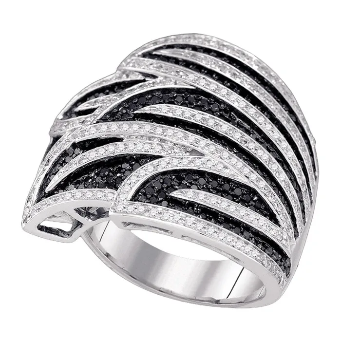Rings mayamila 10kt White Gold Womens Round Black Color Enhanced Diamond Wide Fashion Band Ring 138 Cttw Rings mayamila 10kt White Gold Womens Round Black Color Enhanced Diamond Wide Fashion Band Ring 138 Cttw