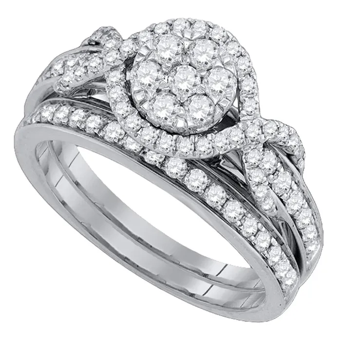 Rings mayamila 14kt White Gold Womens Round Diamond Cluster Bridal Wedding Engagement Ring Band Set 100 Cttw Rings mayamila 14kt White Gold Womens Round Diamond Cluster Bridal Wedding Engagement Ring Band Set 100 Cttw