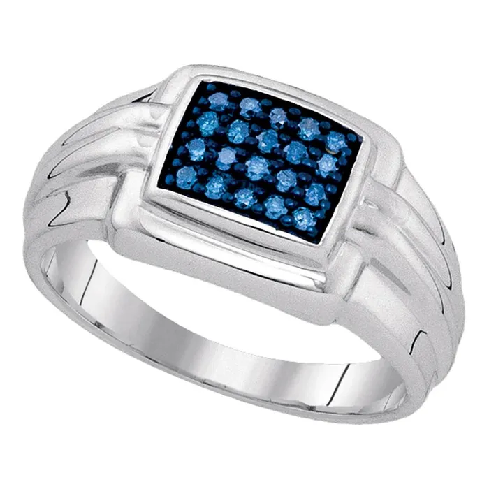 Rings mayamila Sterling Silver Mens Round Blue Color Enhanced Diamond Wedding Band Ring 14 Cttw Rings mayamila Sterling Silver Mens Round Blue Color Enhanced Diamond Wedding Band Ring 14 Cttw