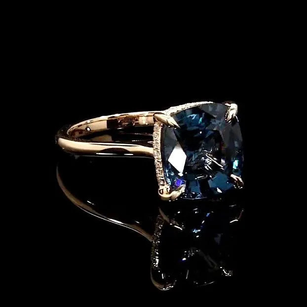 Rings Shineofdiamond 40CT Rose Gold Cushion Cut Blue Sapphire Sterling Silver Engagement Ring