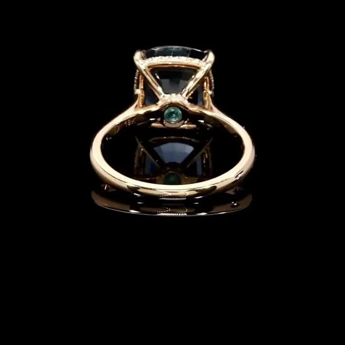 Rings Shineofdiamond 40CT Rose Gold Cushion Cut Blue Sapphire Sterling Silver Engagement Ring