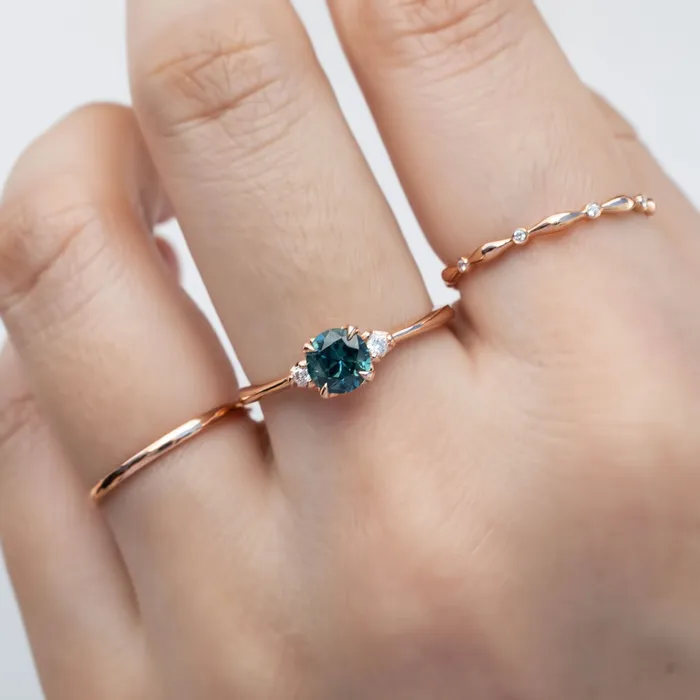 Rings Sofia Ring 071ct Blue Green Queensland Sapphire 14k Rose Gold One of a kind Envero Jewelry Rings Sofia Ring 071ct Blue Green Queensland Sapphire 14k Rose Gold One of a kind Envero Jewelry