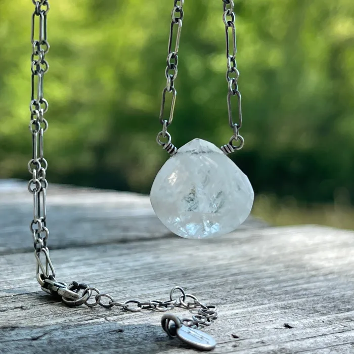 Sterling Silver Faceted Moonstone Necklace HeidiJHale Designs Necklaces