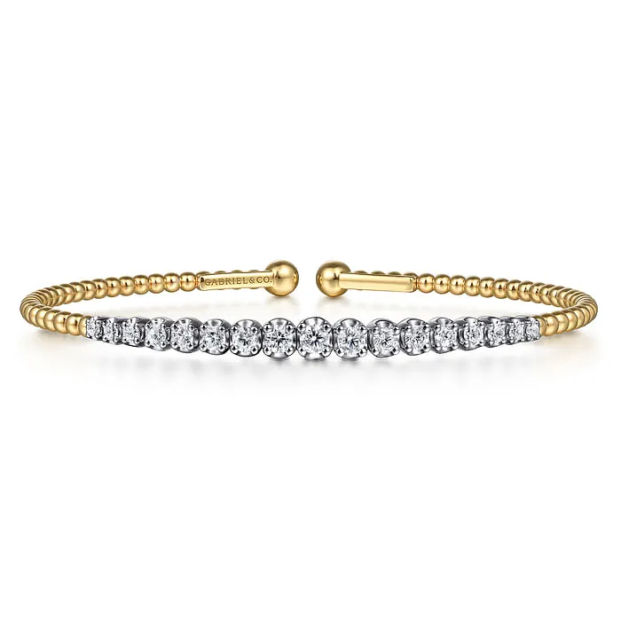 14K White and Yellow Gold Diamond Bujukan Bangle GABRIEL CO Bracelets