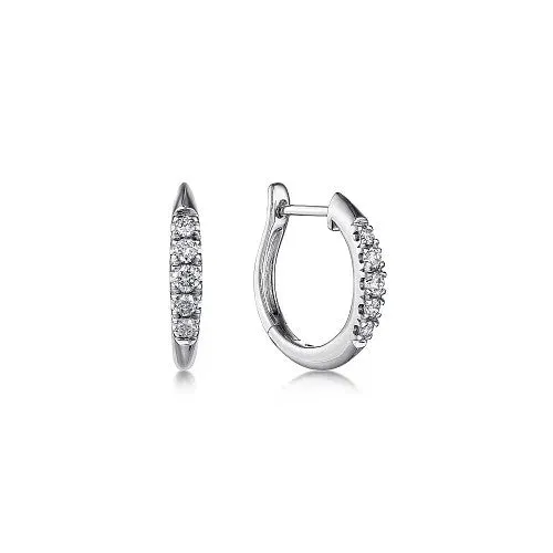 14K White Gold Classic Round 15mm Diamond Huggie Earrings GABRIEL CO Earrings 14K White Gold Classic Round 15mm Diamond Huggie Earrings GABRIEL CO Earrings