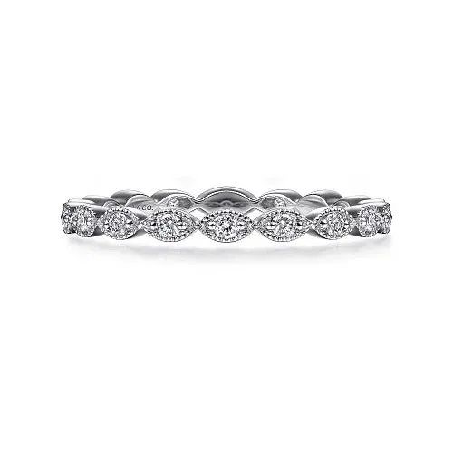 14K White Gold Marquise Station Diamond Stackable Ring GABRIEL CO Rings