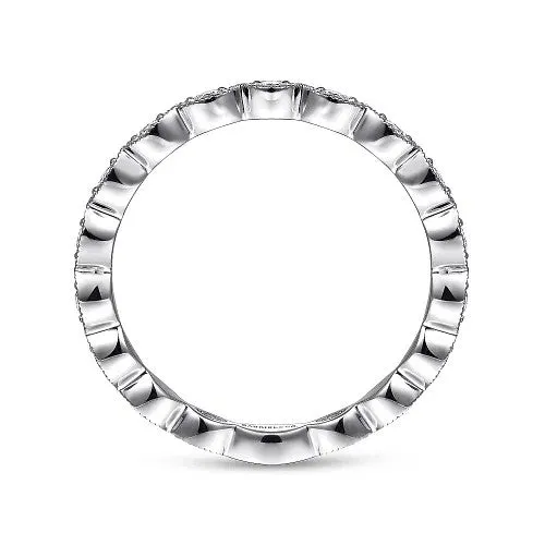 14K White Gold Marquise Station Diamond Stackable Ring GABRIEL CO Rings