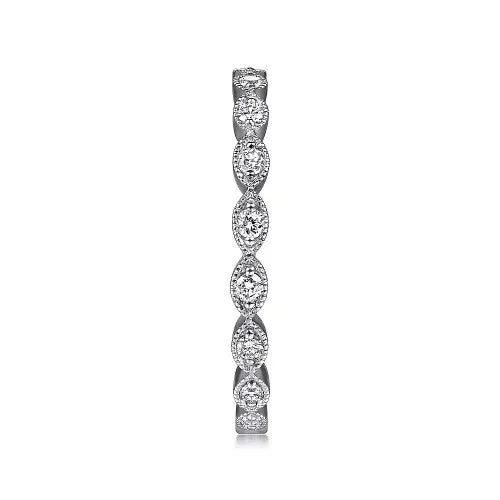 14K White Gold Marquise Station Diamond Stackable Ring GABRIEL CO Rings