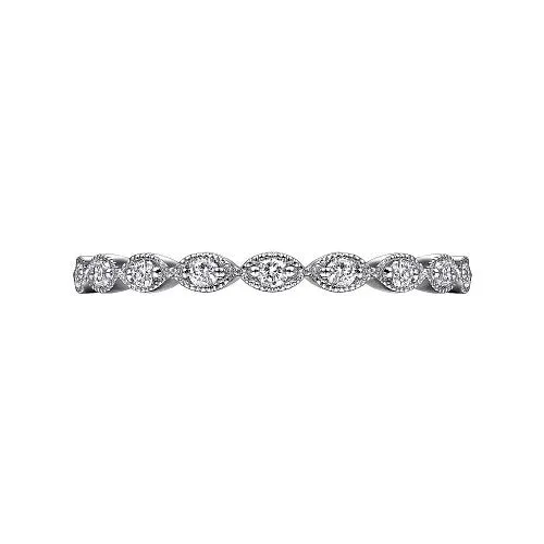 14K White Gold Marquise Station Diamond Stackable Ring GABRIEL CO Rings