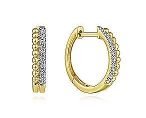 14K Yellow Gold Bujukan Pave 10mm Diamond Huggie Earrings GABRIEL CO Earrings