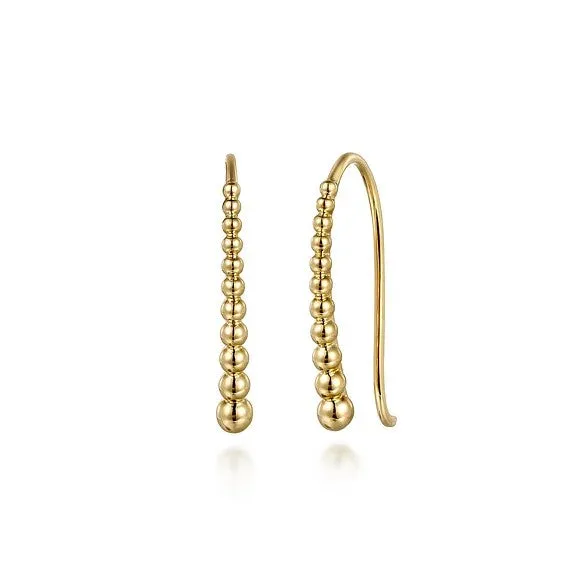14K Yellow Plain Gold Graduating Bujukan Ball Drop Frenchwire Earrings GABRIEL CO Earrings