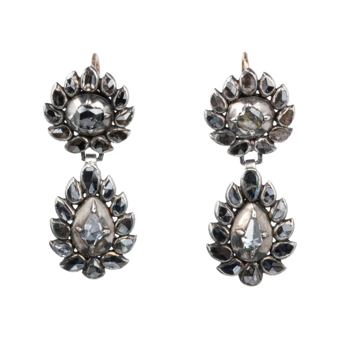 18th Century Portuguese Diamond Earrings Bell Bird Antiques Earrings