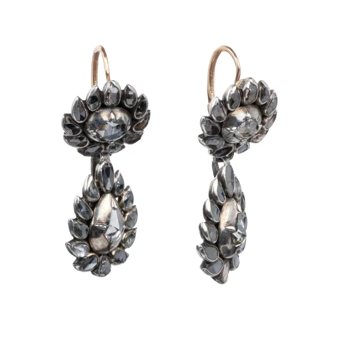 18th Century Portuguese Diamond Earrings Bell Bird Antiques Earrings