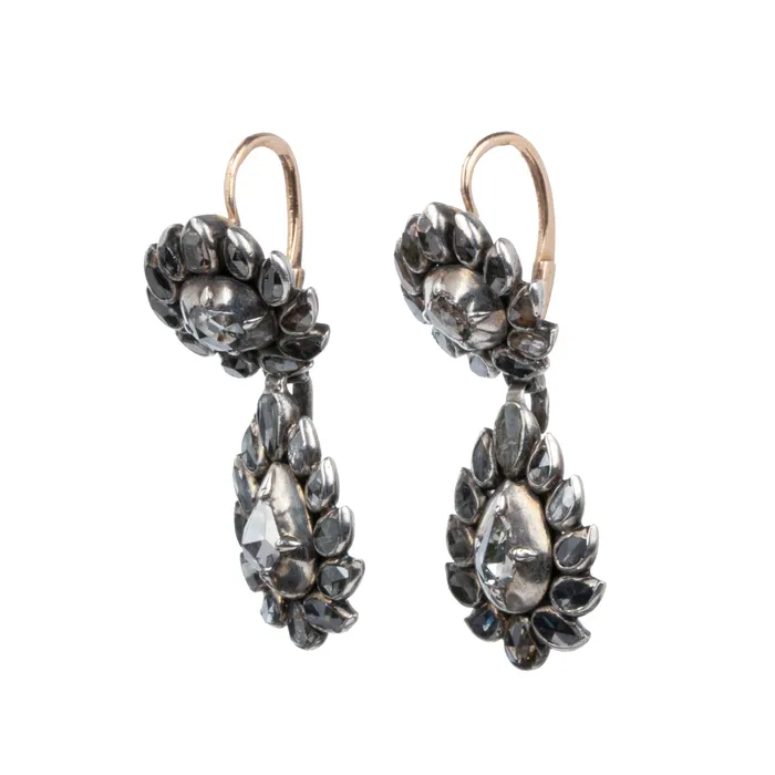 18th Century Portuguese Diamond Earrings Bell Bird Antiques Earrings